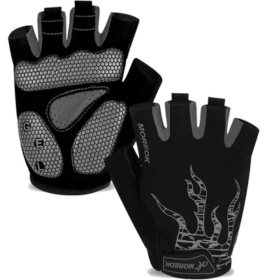 Productafbeelding van Fiets handschoenen, halve vingers, ademend, SBR gel, schokabsorberend, antislip, uni, grijs, maat L
