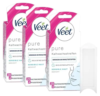 Produktbild von Veet Kaltwachsstreifen Gesicht sensible Haut 3 x 20 Stück