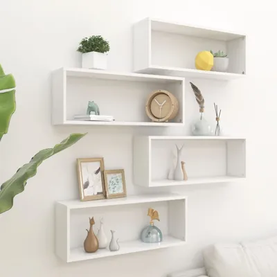 Produktbild von The Living Store Würfelregale 4 Stk. Weiß 60x15x23 cm Holzwerkstoff