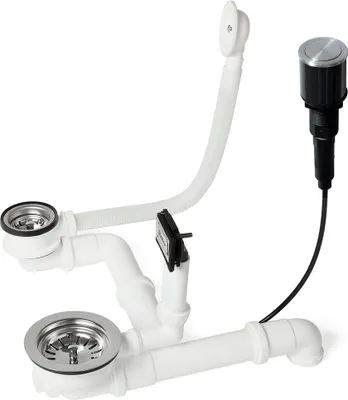 Produktbild von RIEBER Ab- u. Überlaufgarnitur 72100243 für Waterstation cubic 980 mit Druckknopf / Spülenzubehör / Ablaufgarnitur