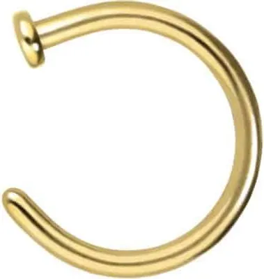 Produktbild von Nasenpiercing, Nasenstecker Titan Nasenring offen PLATTE Gold Innendurchmesser: 7mm + Stabstärke: 1mm