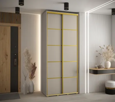 Obrázok produktu pre Šatníková skriňa INDIRA 4 - 110/60 cm, kašmír / zlatá
