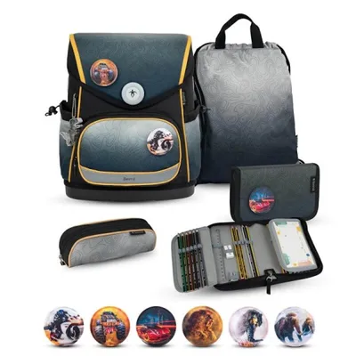 Produktbild von Belmil Compact Plus Premium Schulranzen Set 5-teilig "Black Grey"