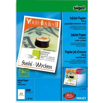 Produktbild von SIGEL IP383 Inkjet Papier Professional, matt, 160 g/m², A3, 100 Blatt