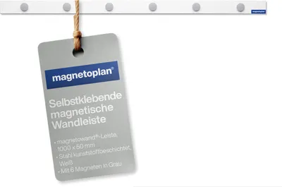 Produktbild von Magnetoplan Magnetowandleiste weiß 1000mm mit 6 Magneten