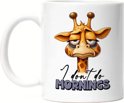 Produktbild von I don't do mornings Tasse Weiß lustiger Spruch Morgenmuffel Giraffe