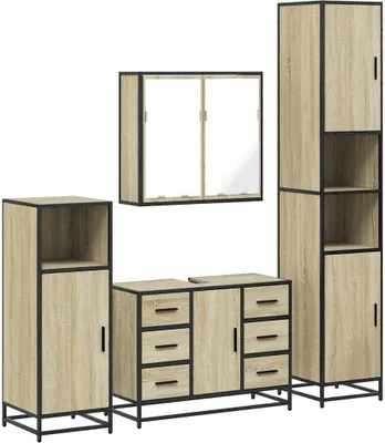 Image de Ensemble de meubles de salle de bain 4 pcs chêne sonoma