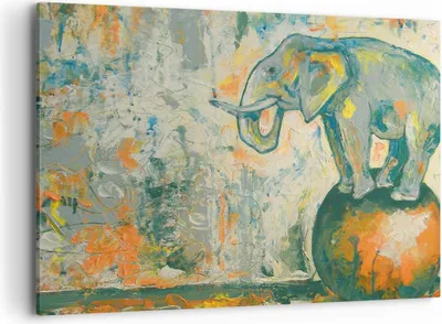 Produktbild von Bild auf Leinwand - Leinwandbild - Elefant Abstraktion - 100x70cm - Wand Bild - Wanddeko - Leinwanddruck - Bilder - Kunstdruck - Wanddekoration - Leinwand bilder - Wandkunst - AA100x70-3566