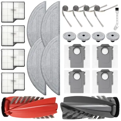 Zubehörset für Roborock Saros 10, 1 Hauptbürste, 4 Wischpads, 4 Filter