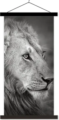 Produktbild von MuchoWow® Textilposter Löwe - Tiere - Porträt 40x80 cm mit schwarzem Rahmen - Wandemalerei