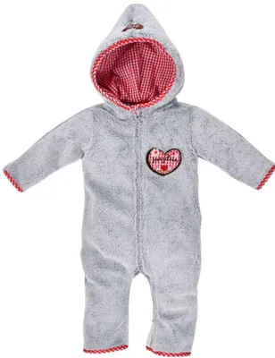 Produktbild von BONDI Kuscheliger Baby Fleece-Overall "Herzilein" 86566 | Grau Rot Größe: 74
