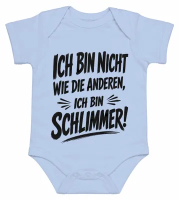 Productafbeelding van Ik ben niet zoals de anderen, ik ben erger. Sarcastische babyromper, lichtblauw, maat 3/6