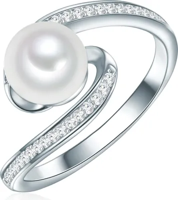 Produktbild von Valero Pearls Ring Sterling Silber Zirkonia Süßwasser-Zuchtperle 50100217 52