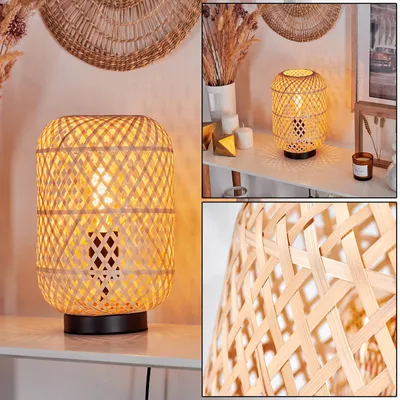 Produktbild von Decollatura moderne Boho Tischlampe aus Metall/Bambus in Schwarz/Natur