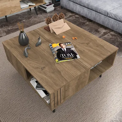 Produktbild von Skye Decor, Ronas - Walnut, Couchtisch, Nussbaum, 100 % MELAMINBESCHICHTETE SPANPLATTEN, 89,6 x 89,6 x 46,5 cm