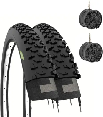 Productafbeelding van Ecovelò kinderfietsbanden, 2 stuks, voor mountainbike, maat 24 x 1,95 (50-507), inclusief binnenbanden, zwart, 24 x 1.95