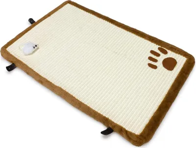 Obrázok produktu pre Škrabacia podložka 56 x 36 cm pre mačky - béžová s loptičkou na hranie