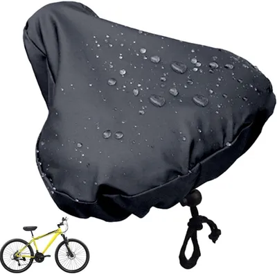 Image de Housse de selle de vélo - Imperméable - Protection contre la pluie pour selle de vélo - Housse de selle avec cordon de serrage - Tissu Oxford 210D - Protection contre les UV et la poussière - Noir