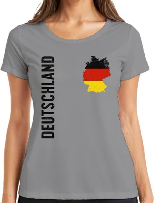 Produktbild von Deutschland Flagge Fußball Fan DE Trikot Weltmeisterschaft WM Damen T-Shirt, Grau, L