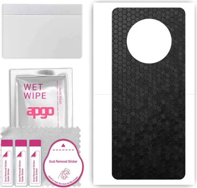 Produktbild von apgo Rückseite Schutzfolie, Skin, kompatibel mit Cubot Max 3, Hinten Displayschutzfolie aus Vinylfolie, kratzfest, einfache Montage - Schwarze Honigwabe