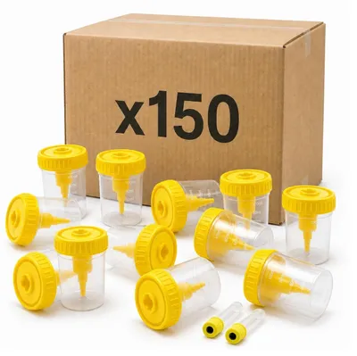Produktbild von KMINA Vakuum-Urinprobenset, Urinbecher 100 ml mit Schraubdeckel (150 Stk)