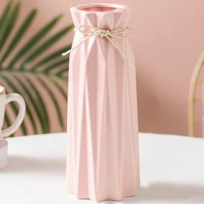 Productafbeelding van Keramische vaas, roze, 24x10x10 cm, geschikt voor droogbloemen en pampasgras