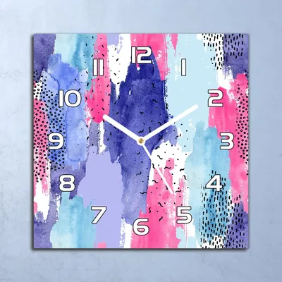 Produktbild von Deko Glasuhr Wanduhr 30x30 Bunte Abstraktion Quarz Küchenuhr Bürouhr