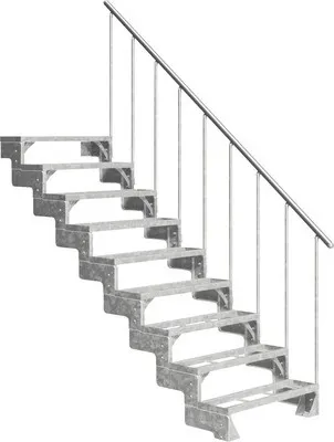 Produktbild von Aussentreppe Pertura Tallis mit Geländer 9 Steigungen Einlegestufen 100 cm Metall