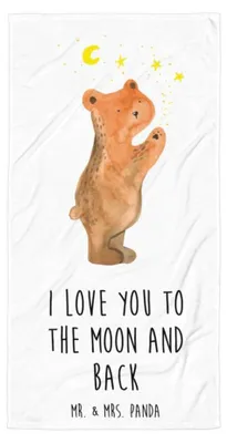 Produktbild von Mr. & Mrs. Panda Badehandtuch Verliebter Bär - Weiß - Geschenk, Partner, To The Moon And Back, Teddy, Strandtuch, Reisehandtuch, Handtuch, Strandlaken, Spruch, Großes