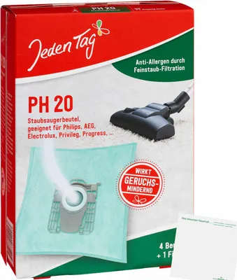 Produktbild von Jeden Tag Staubsauger-Beutel PH 20 (4Stk Packung) + usy Block