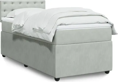 Produktbild von Design Möbel Boxspringbett mit Matratze Hellgrau 80x200 cm Samt - Klassische Betten DE54818188