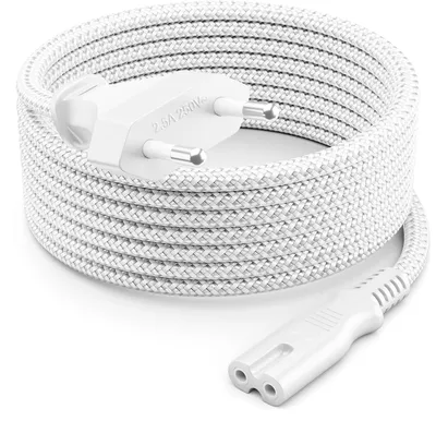 Produktbild von deleyCON 7,5m Netzkabel Nylon Typ C Euro-Stecker auf C7 2,5A - Weiß