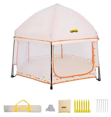Produktbild von Baby Laufstall 150x150x105 cm 6 eckig Baldachin Tragetasche, für Haus, Kinderzimmer