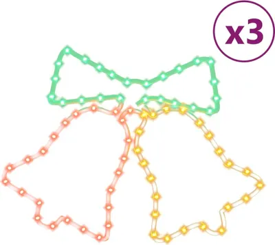 Produktbild von vidaXL LED-Silhouetten 3 Stk. Weihnachtsglocken mit 72 LEDs 50x56 cm