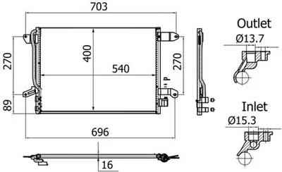 Produktbild von MAHLE AC 864 001S Kondensator Klimaanlage Klimakondensator für VW Jetta IV (162, 163, AV3, AV2) +Trockner