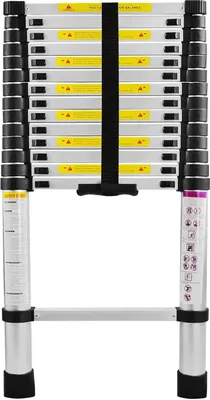 Produktbild von NAIZY Teleskopleiter 4,4m Alu Ausziehleiter Mehrzweckleiter, 15 Sprossen - 94cm bis 4,40m Anlegeleiter, 150 kg Belastbarkeit