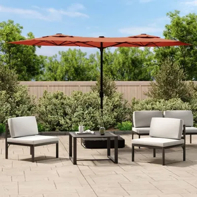 Produktbild von Doppelsonnenschirm mit LEDs Terrakotta 316x240 cm , Markisen Design 2024
