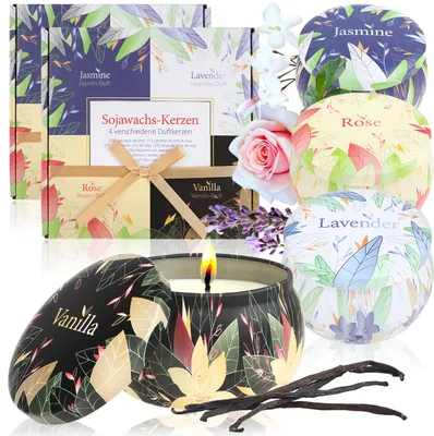 Produktbild von Wilhelm Sell® 2x Geschenk-Box mit insgesamt 8 Sojawachskerzen - 4 Kerzen je Set