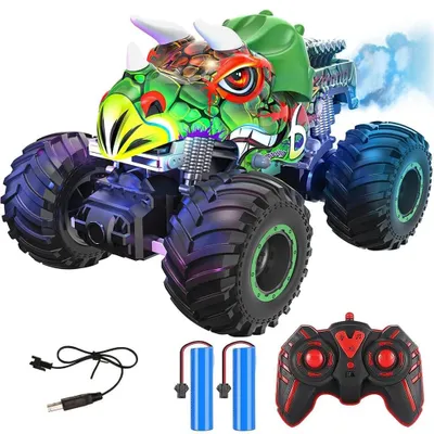 Zdjęcie produktu dla Samochód zdalnie sterowany Monster RC Truck dla dzieci w wieku 6–10 lat, zabawka z motywem dinozaurów, prezent dla chłopców i dziewczynek, kolor zielony