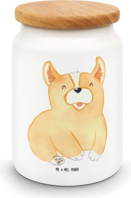Produktbild von Mr. & Mrs. Panda Dose Corgie - Weiß - Geschenk, aufbewahrungsbehälter, Sprüche, Hund, Hundeliebe, Bellen, müslidose, Spruch, Keksdose, Teedose, Vorratsdose