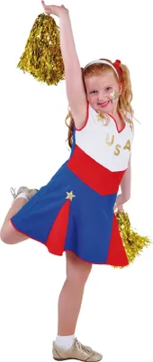 Produktbild von M214067-140 blau-weiß-rot Kinder Mädchen Cheerleader Kostüm Cheerleaderin Gr.140