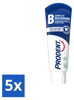 Imagen del producto de 5 tubos de pasta dental Prodent Complete Protection con tecnología Pro-Zinc - 75 ml - Paquete económico - 5 unidades