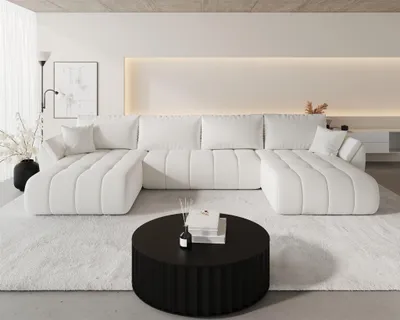 Produktbild von Wohnlandschaft Sofa mit Schlaffunktion MISATO Stoff Wind Altweiß