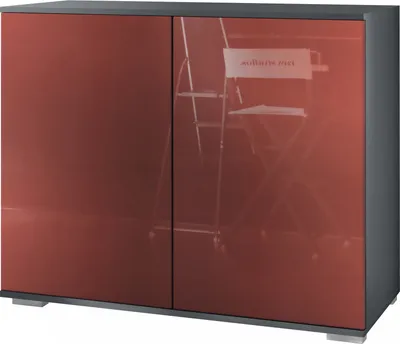 Produktbild von Vladon Kommode Skadu V3, Moderner Küchenschrank mit 2 großen Türen Anthrazit matt / Bordeaux Hochglanz (92,5 x 75.5 x 35)