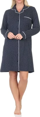 Zdjęcie produktu dla Damska koszula nocna z długim rękawem i guzikami w kropki marki Normann - również w rozmiarach plus size;Allover.52