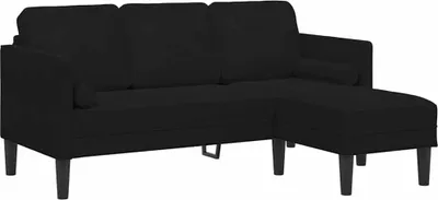Produktbild von vidaXL Sofa Set mit Kissen Schwarz Polyester