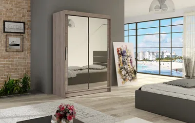 Obrázek produktu pro Šatní skříň se zrcadlem Urshula - šířka 120 cm, lanýž