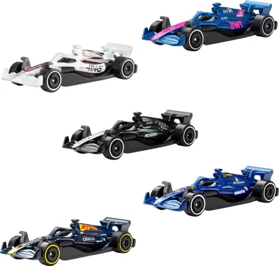 Produktbild von Hot Wheels Formel 1 5er-Pack, 5er-Set Die-Cast-Spielzeug F1-Autos im Maßstab 1:64, Fahrzeug-Set, 3 Jahr(e), Kunststoff, Metall, Mehrfarbig