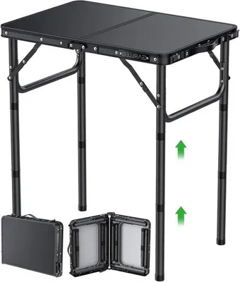 Produktbild von Klapptisch – Picknicktisch – Für den Einsatz im Freien – Höhenverstellbar – 58 x 40 cm – Schwarz