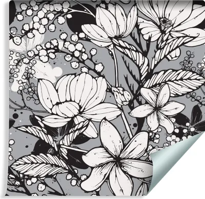 Produktbild von 10m VLIES TAPETE Rolle Natur Schwarz Weiß Frühling BLUMEN XXL